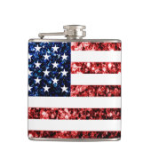 米国国旗の赤と青のキラキラのグリッター フラスク (正面)
