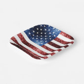 米国国旗の赤と青のキラキラのグリッター ペーパープレート (傾斜あり)