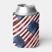 米国国旗の赤と青のキラキラのグリッター 缶クーラー (缶正面)