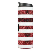 米国国旗の赤と青のスパークルグリッターモノグラム タンブラー (回転右)