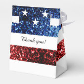 米国国旗の赤と青のスパークルグリッターモノグラム フェイバーボックス (裏面サイド)
