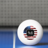 米国国旗の赤と青のスパークルグリッターモノグラム 卓球ボール (ネット)