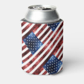 米国国旗の赤と青のスパークルグリッターモノグラム 缶クーラー (缶裏面)