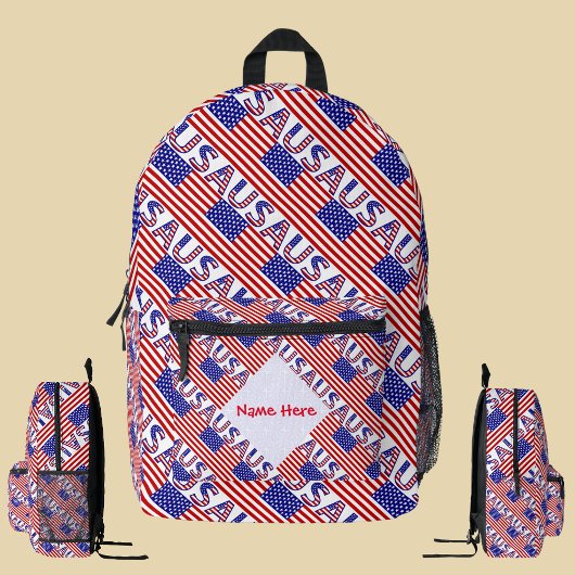米国国旗の赤の個人設定 プリントバックパック