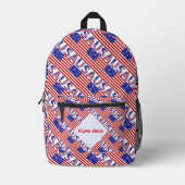 米国国旗の赤の個人設定 プリントバックパック (正面)