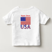 米国国旗の赤パーソナライズされた トドラーTシャツ (裏面)