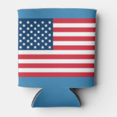 米国国旗の赤白と青 缶クーラー (正面)