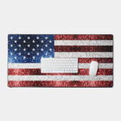 米国国旗の赤白青がグリッターアメリカ デスクマット (キーボード&マウス)