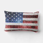 米国国旗の赤白青のきらめきグリッター アウトドアクッション (裏面)