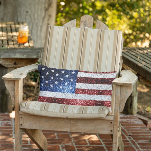 米国国旗の赤白青のきらめきグリッター アウトドアクッション (椅子)