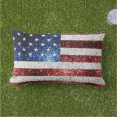 米国国旗の赤白青のきらめきグリッター アウトドアクッション (芝生)
