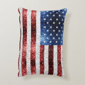 米国国旗の赤白青のきらめきグリッター アクセントクッション (裏面(縦))