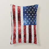 米国国旗の赤白青のきらめきグリッター アクセントクッション (正面(垂直))
