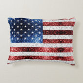米国国旗の赤白青のきらめきグリッター アクセントクッション (裏面)