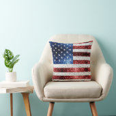 米国国旗の赤白青のきらめきグリッター クッション (椅子)