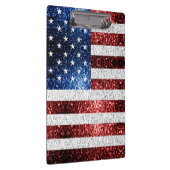 米国国旗の赤白青のきらめきグリッター クリップボード (右)