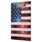 米国国旗の赤白青のきらめきグリッター クリップボード (左)