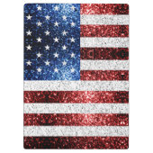 米国国旗の赤白青のきらめきグリッター クリップボード (裏面)