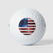 米国国旗の赤白青のきらめきグリッター ゴルフボール (正面)