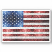 米国国旗の赤白青のきらめきグリッター シール (正面)
