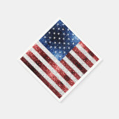 米国国旗の赤白青のきらめきグリッター スタンダードカクテルナプキン (角)