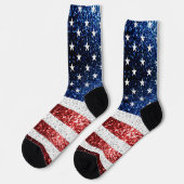 米国国旗の赤白青のきらめきグリッター ソックス (左)