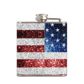 米国国旗の赤白青のきらめきグリッター フラスク (裏面)