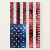 米国国旗の赤白青のきらめきグリッター プランナー手帳 (裏面)