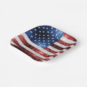 米国国旗の赤白青のきらめきグリッター ペーパープレート (傾斜あり)