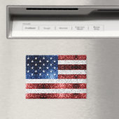 米国国旗の赤白青のきらめきグリッター マグネット (インサイチュ (食洗機))