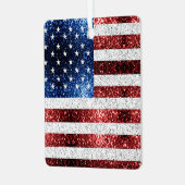 米国国旗の赤白青のきらめきグリッター メタルオーナメント (正面左)