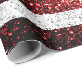 米国国旗の赤白青のきらめきグリッター ラッピングペーパー (ロールコーナー)