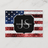 米国国旗の赤白青のきらめきグリッター 名刺 (正面)