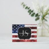 米国国旗の赤白青のきらめきグリッター 名刺 (スタンド正面)
