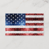 米国国旗の赤白青のきらめきグリッター 名刺 (正面)