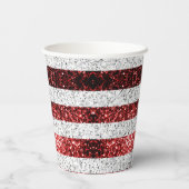 米国国旗の赤白青のきらめきグリッター 紙コップ (裏面)