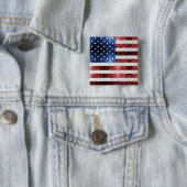 米国国旗の赤白青のきらめきグリッター 缶バッジ (インサイチュ)