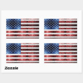 米国国旗の赤白青のきらめきグリッター 長方形シール (シート)
