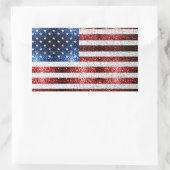 米国国旗の赤白青のきらめきグリッター 長方形シール (バッグ)
