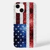 米国国旗の赤白青のきらめきグリッター Case-Mate iPhoneケース (裏面)