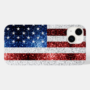 米国国旗の赤白青のきらめきグリッター Case-Mate iPhone 14ケース