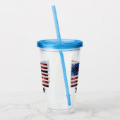 米国国旗の赤白青の輝ききらきら光る名前をカスタムする アクリルタンブラー (左)