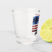 米国国旗の赤白青の輝ききらきら光る名前をカスタムする ショットグラス (左)