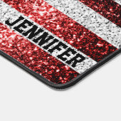 米国国旗の赤白青の輝ききらきら光る名前をカスタムする デスクマット (コーナー)