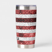 米国国旗の赤白青の輝ききらきら光る名前をカスタムする 保温保冷タンブラー (背面)