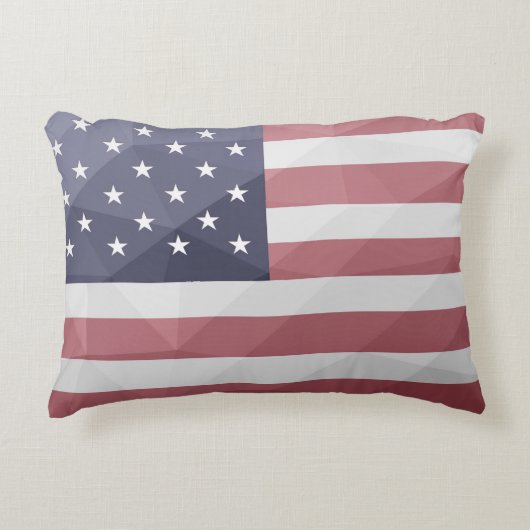 米国国旗の赤白青アメリカ幾何学的メッシュ アクセントクッション (正面)