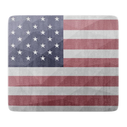 米国国旗の赤白青アメリカ幾何学的メッシュ カッティングボード (正面)