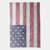 米国国旗の赤白青アメリカ幾何学的メッシュ キッチンタオル (縦)