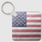 米国国旗の赤白青アメリカ幾何学的メッシュ キーホルダー (正面)
