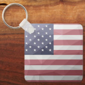 米国国旗の赤白青アメリカ幾何学的メッシュ キーホルダー (正面)